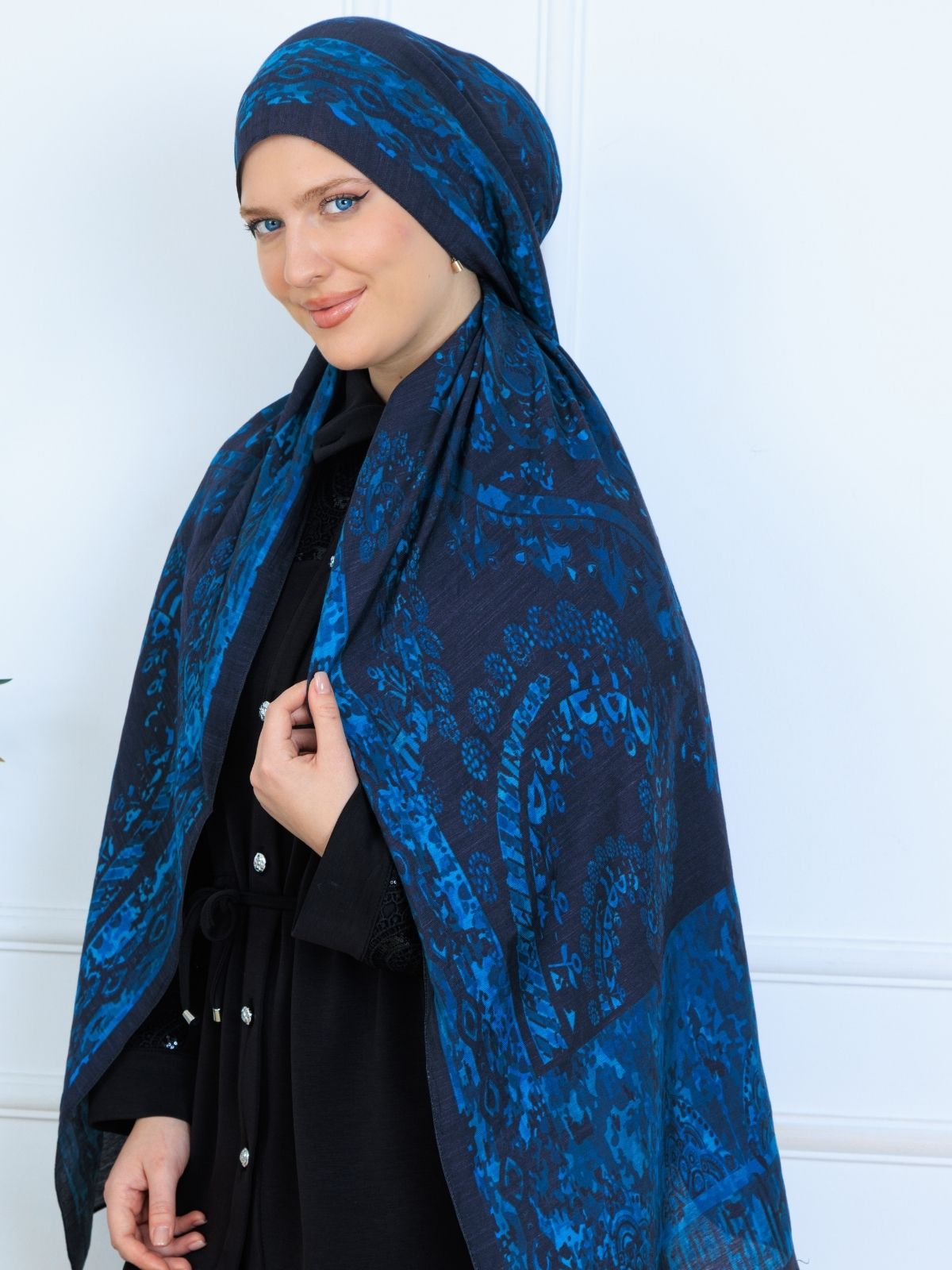Derin Yansıma Desen Şal 469-017 - V-10 - Okyanus Mavi - Görsel 3