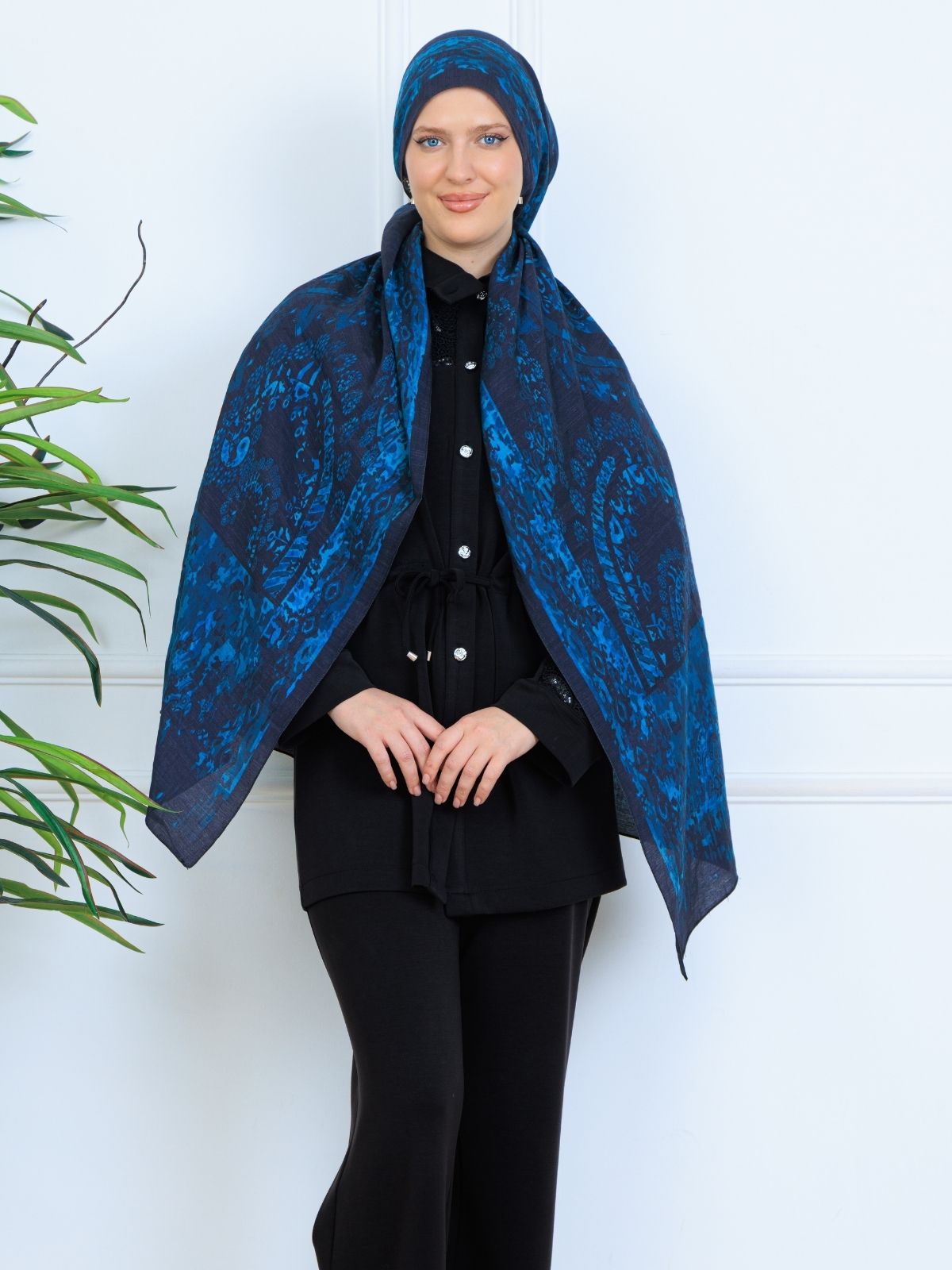 Derin Yansıma Desen Şal 469-017 - V-10 - Okyanus Mavi - Görsel 4