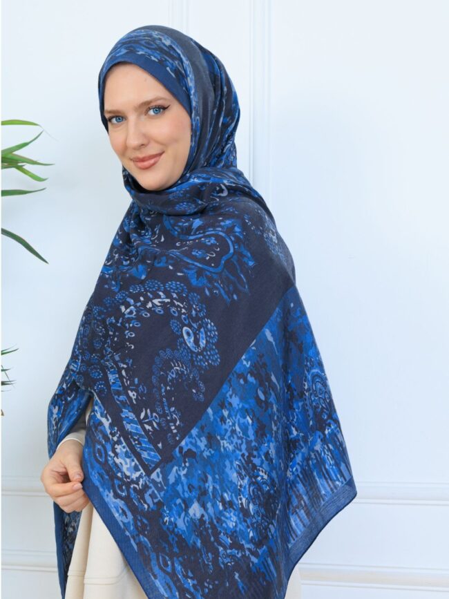 Derin Yansıma Desen Şal 469-017 - V-3 - Gök Mavi