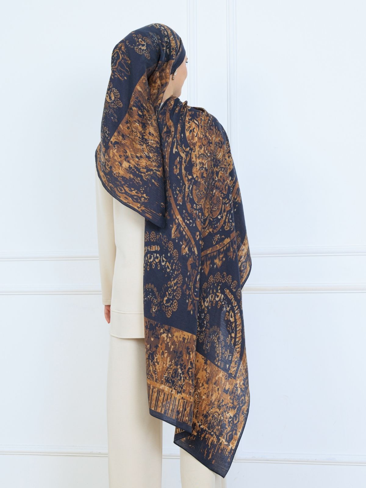 Derin Yansıma Desen Şal 469-017 - V-11 - Altın Bronz - Görsel 3