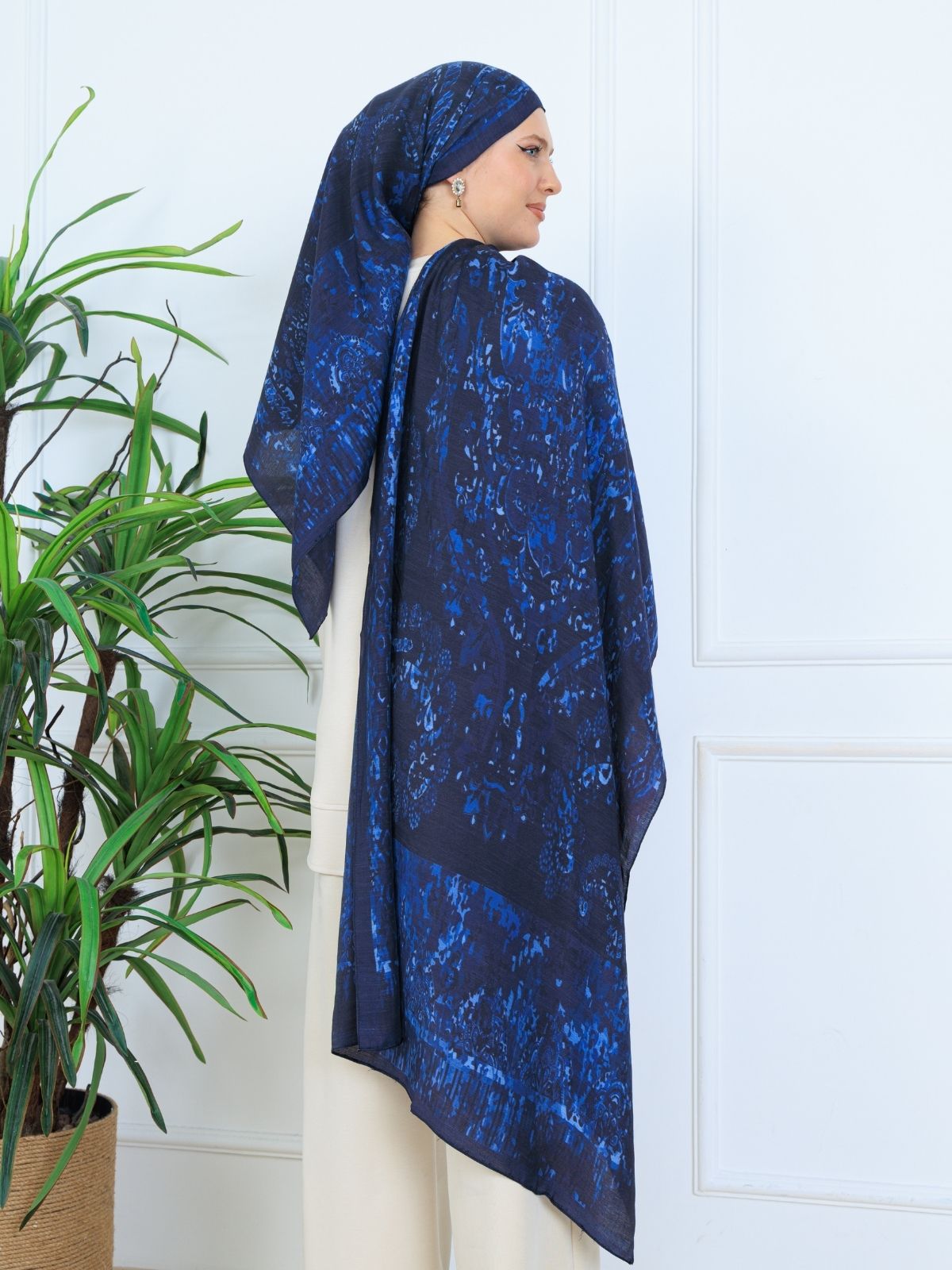 Derin Yansıma Desen Şal  469-017 - V-6 -  Derin mavi - Görsel 2