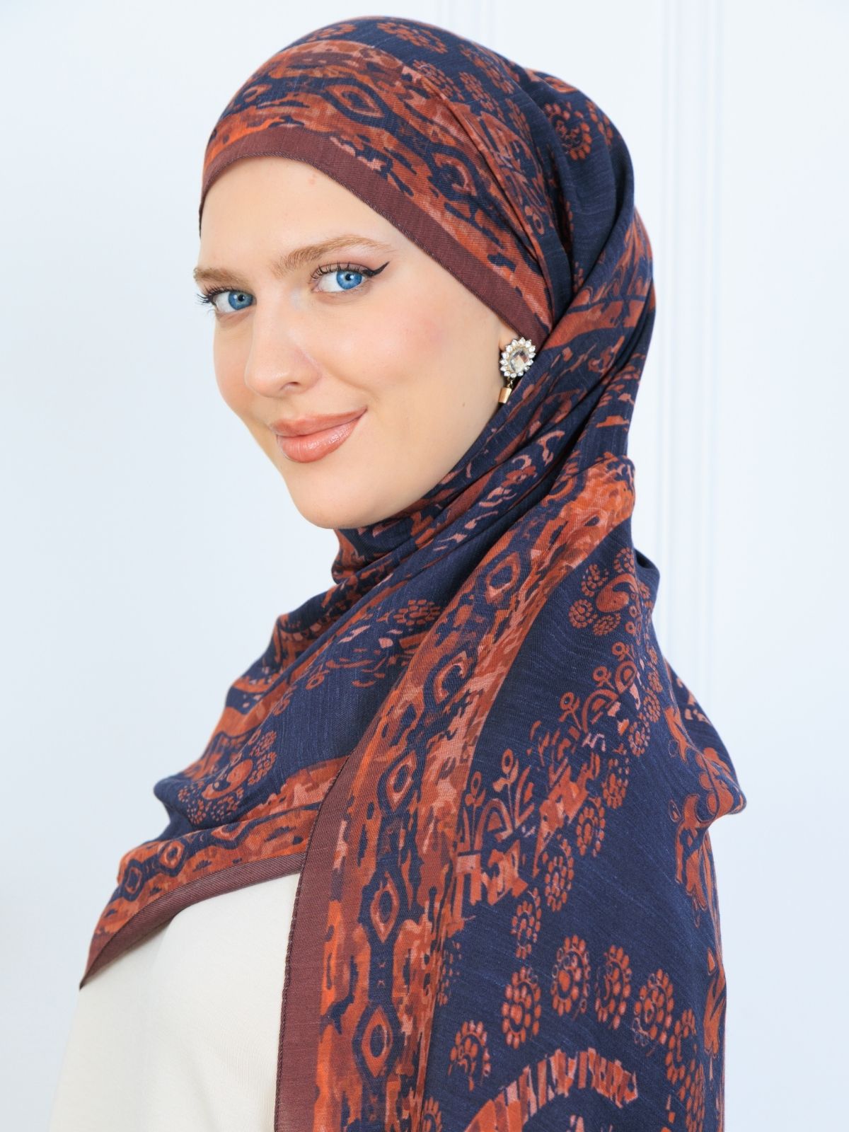 Derin Yansıma Desen Şal  469-017 - V-9 - Bakır Kahve - Görsel 4