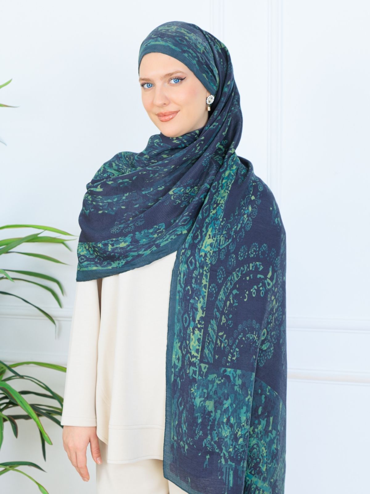 Derin Yansıma Desen Şal 469-017 - V-4 - Derin Yeşil - Görsel 2