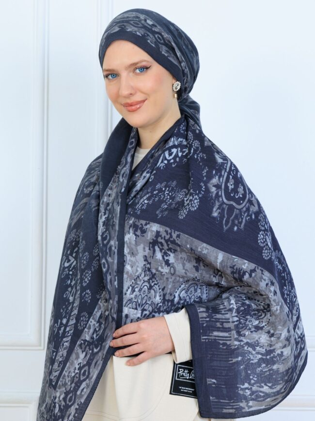 Derin Yansıma Desen Şal 469-017 - V-7 - Füme