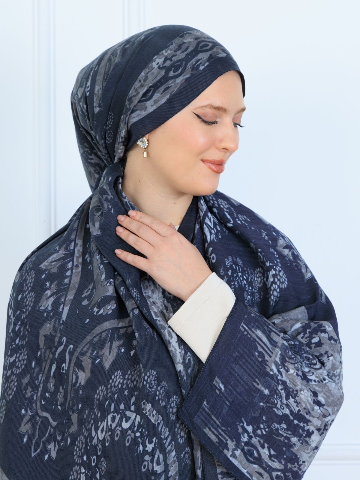 Derin Yansıma Desen Şal  469-017 - V-7 - Füme - Görsel 2