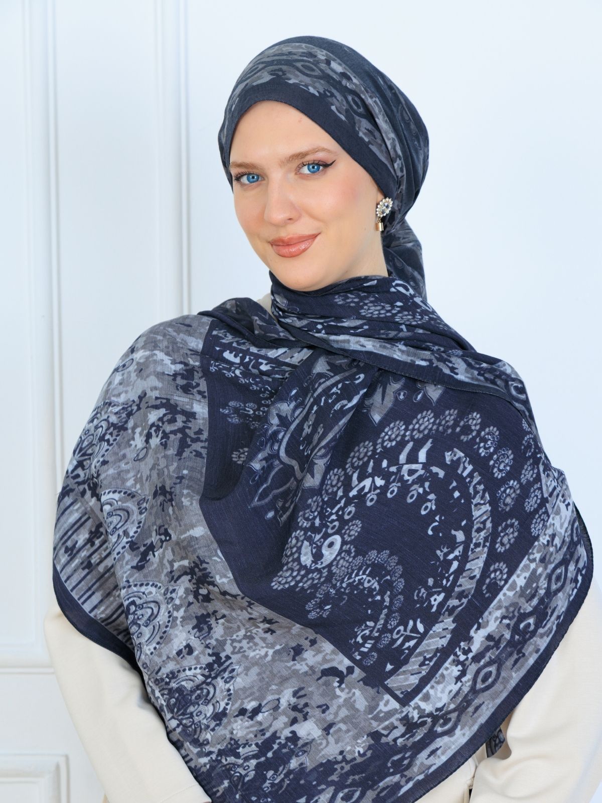 Derin Yansıma Desen Şal  469-017 - V-7 - Füme - Görsel 4