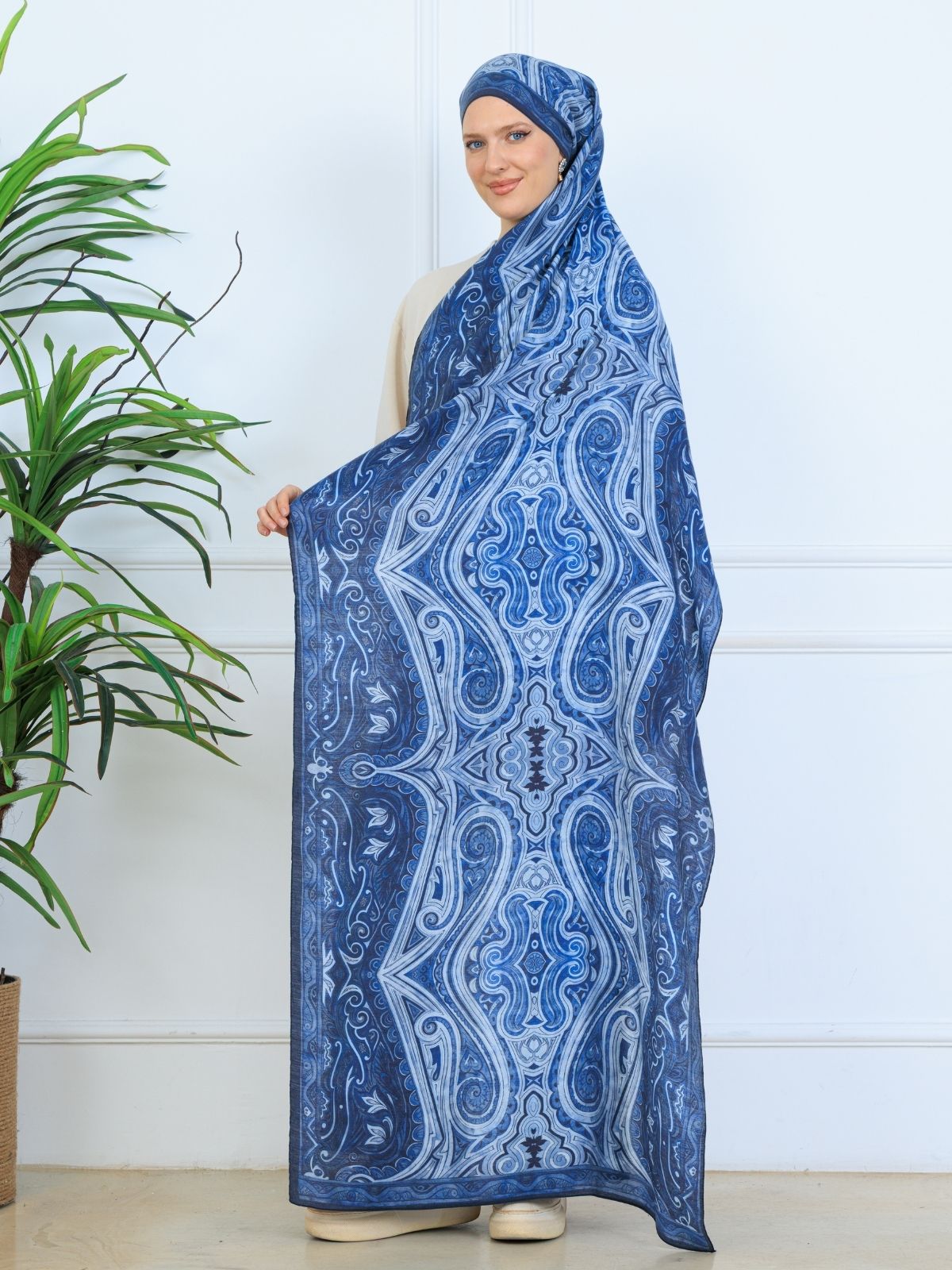 Mirşah Desen Şal  469-021 - V-1 - Okyanus Mavi