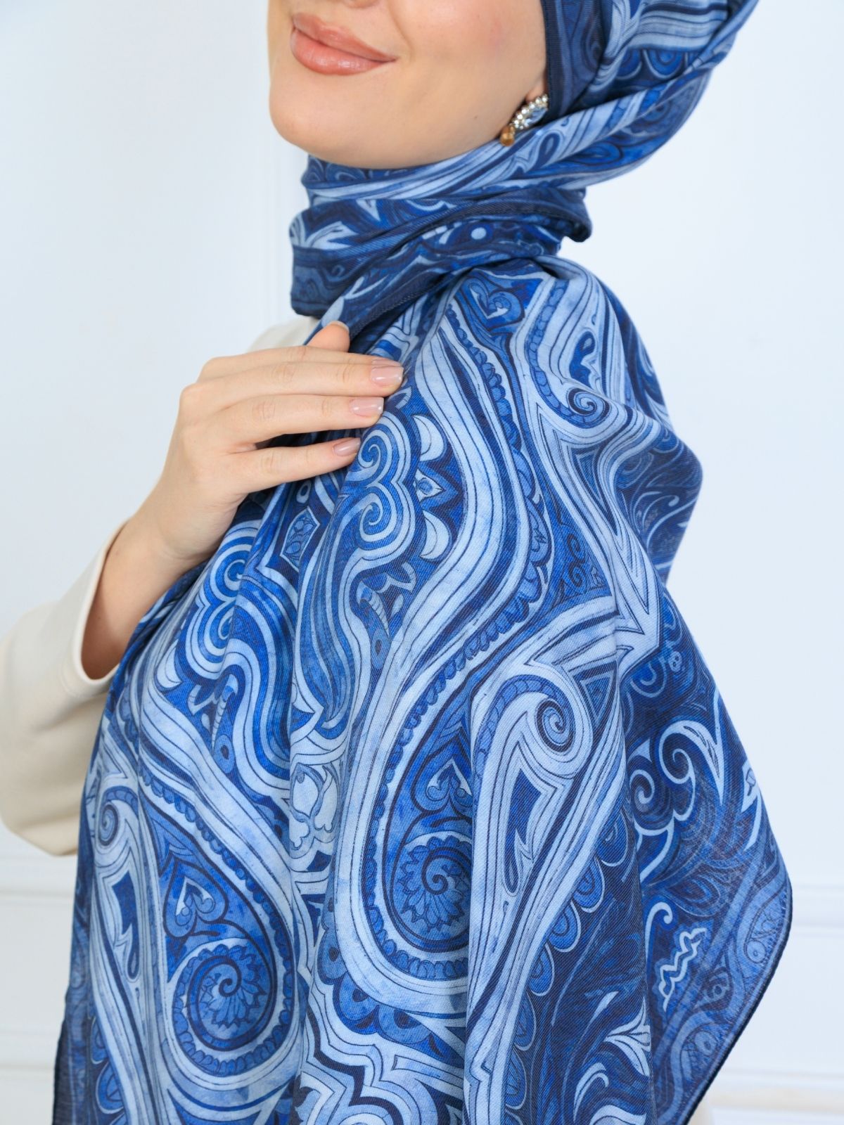 Mirşah Desen Şal  469-021 - V-1 - Okyanus Mavi - Görsel 2