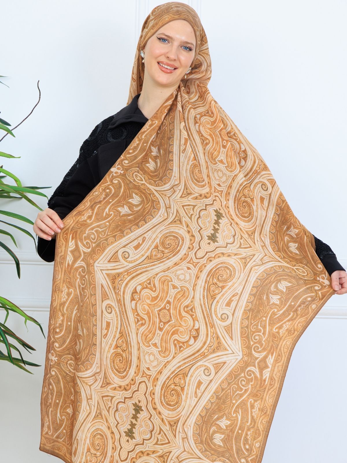 Mirşah Desen Şal  469-021 - V-10 - Karamel