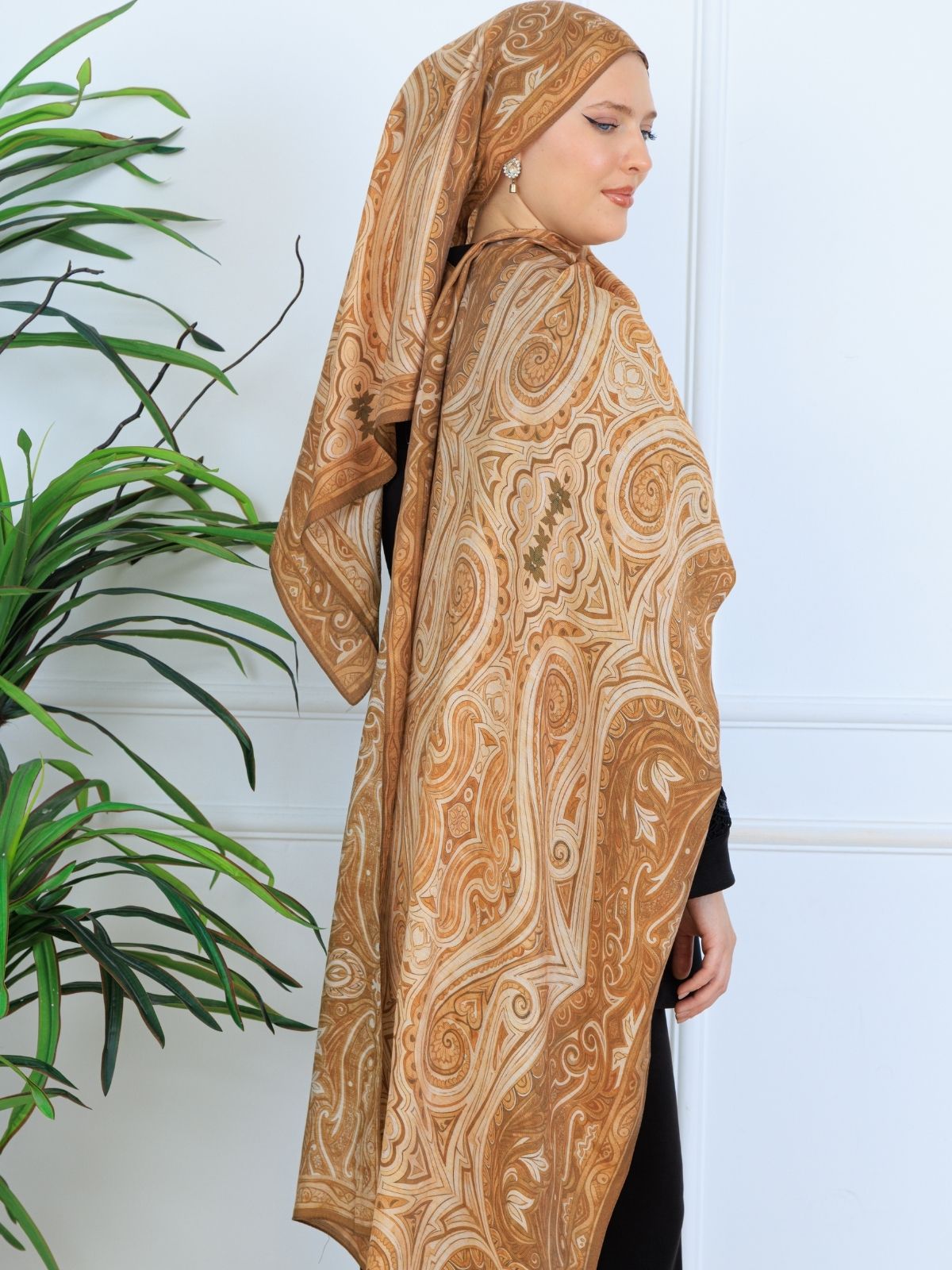 Mirşah Desen Şal  469-021 - V-10 - Karamel - Görsel 4