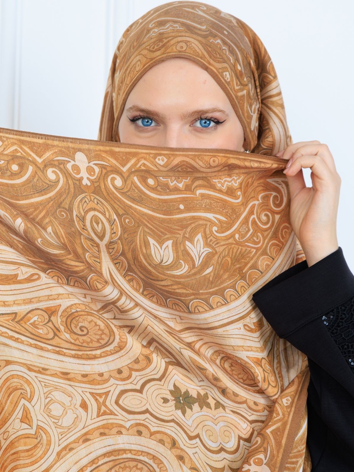 Mirşah Desen Şal  469-021 - V-10 - Karamel - Görsel 2