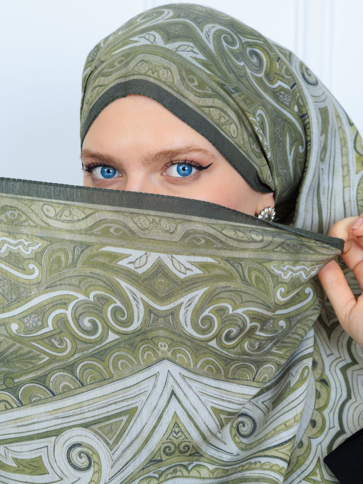 Mirşah Desen Şal  469-021 - V-16 - Koyu Yeşil - Görsel 4