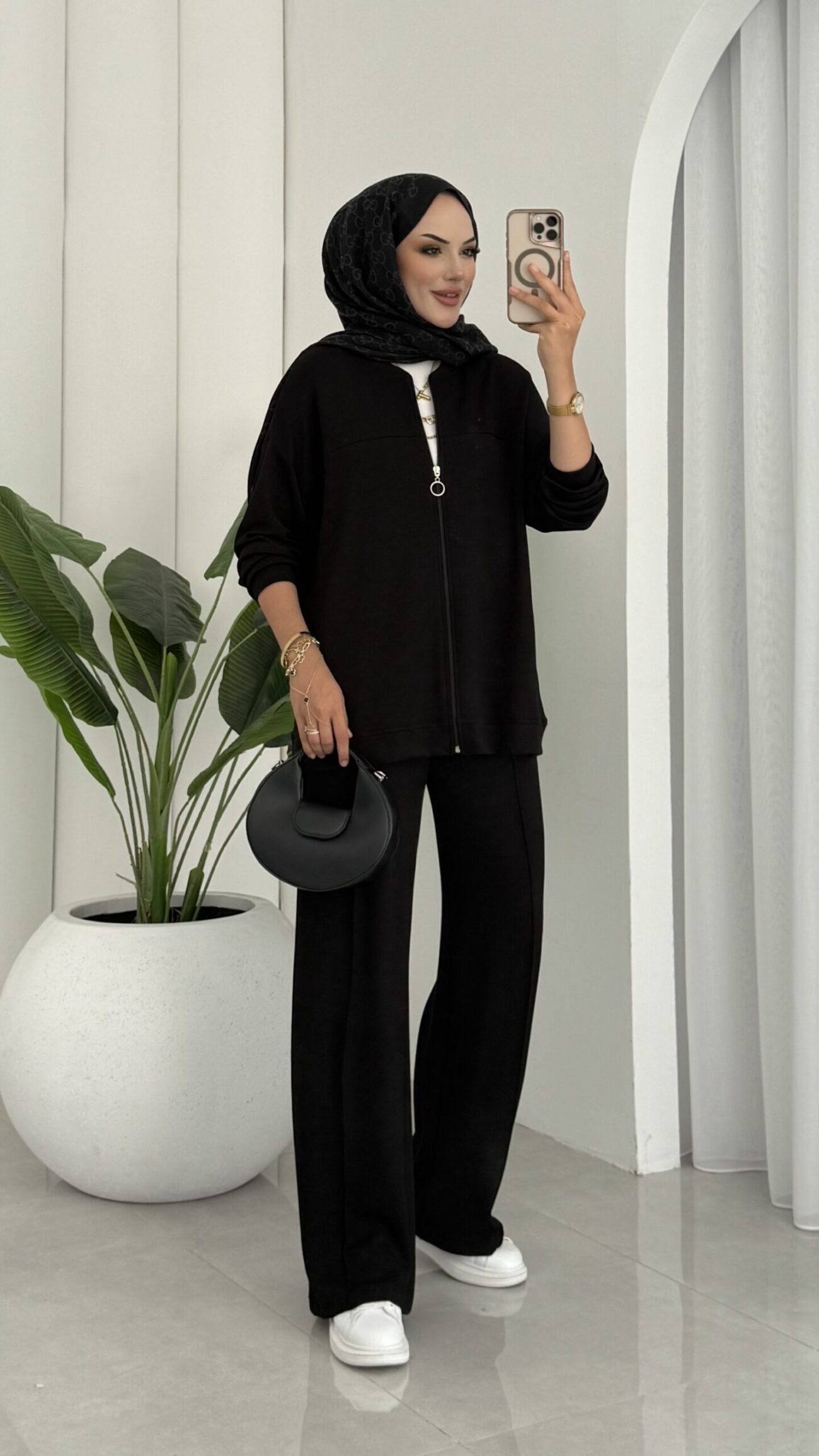 Premium Fermuarlı Basic İkili Takım TK2962 -Siyah - Görsel 5