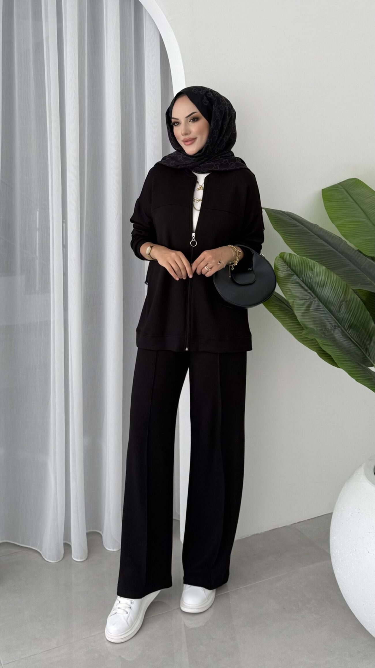 Premium Fermuarlı Basic İkili Takım TK2962 -Siyah - Görsel 2