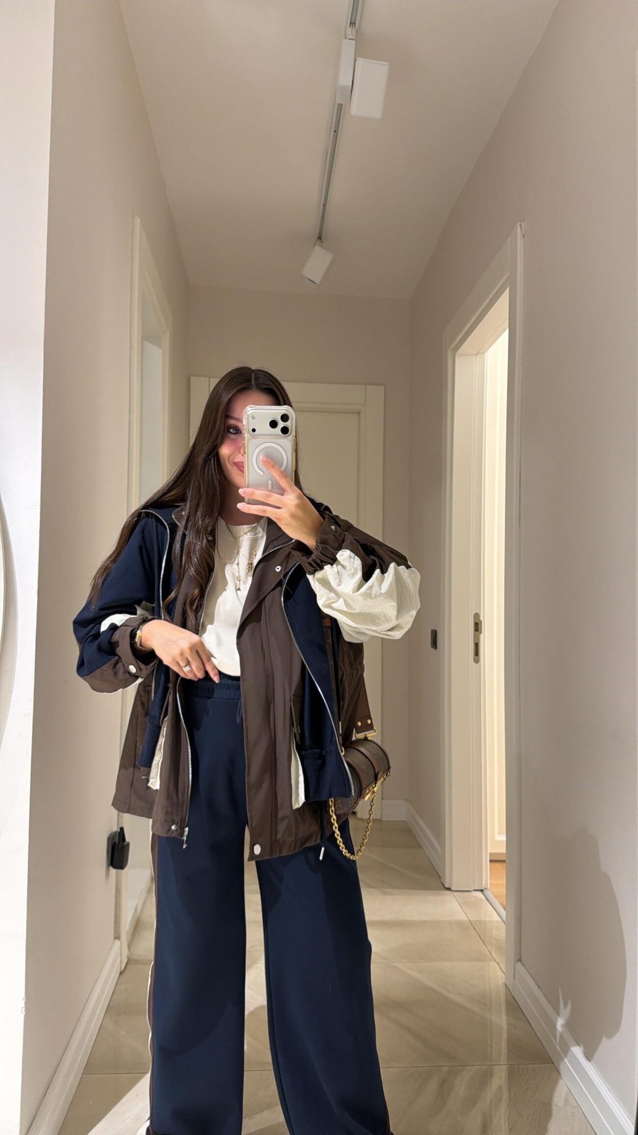 Massimo Kapüşonlu Garnili Takım - Lacivert-Kahve - Görsel 2