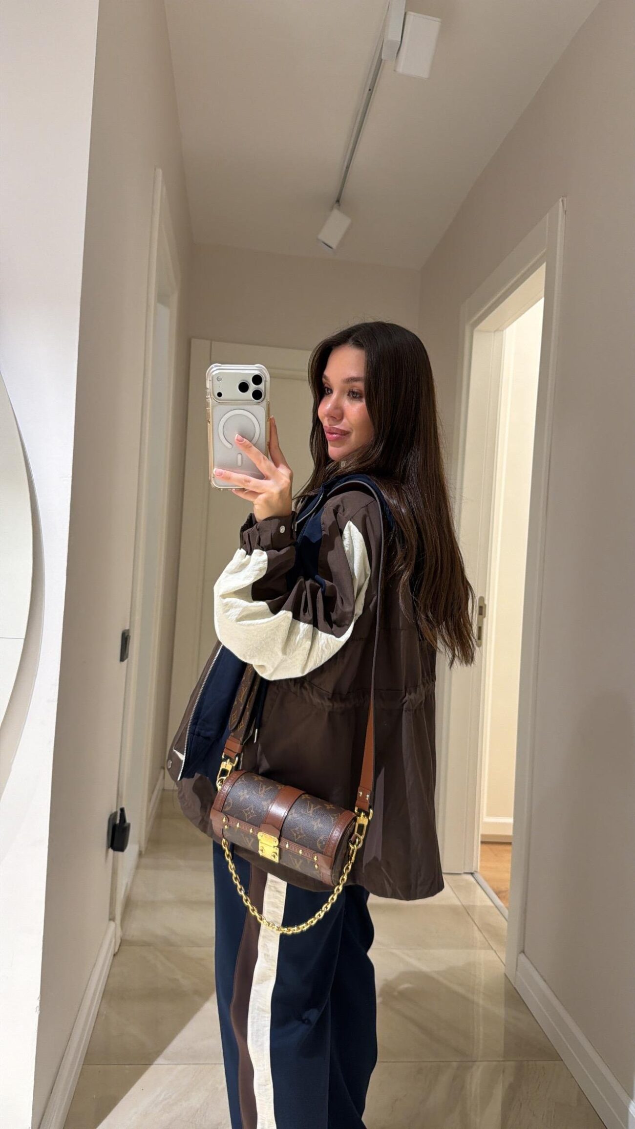 Massimo Kapüşonlu Garnili Takım - Lacivert-Kahve - Görsel 3