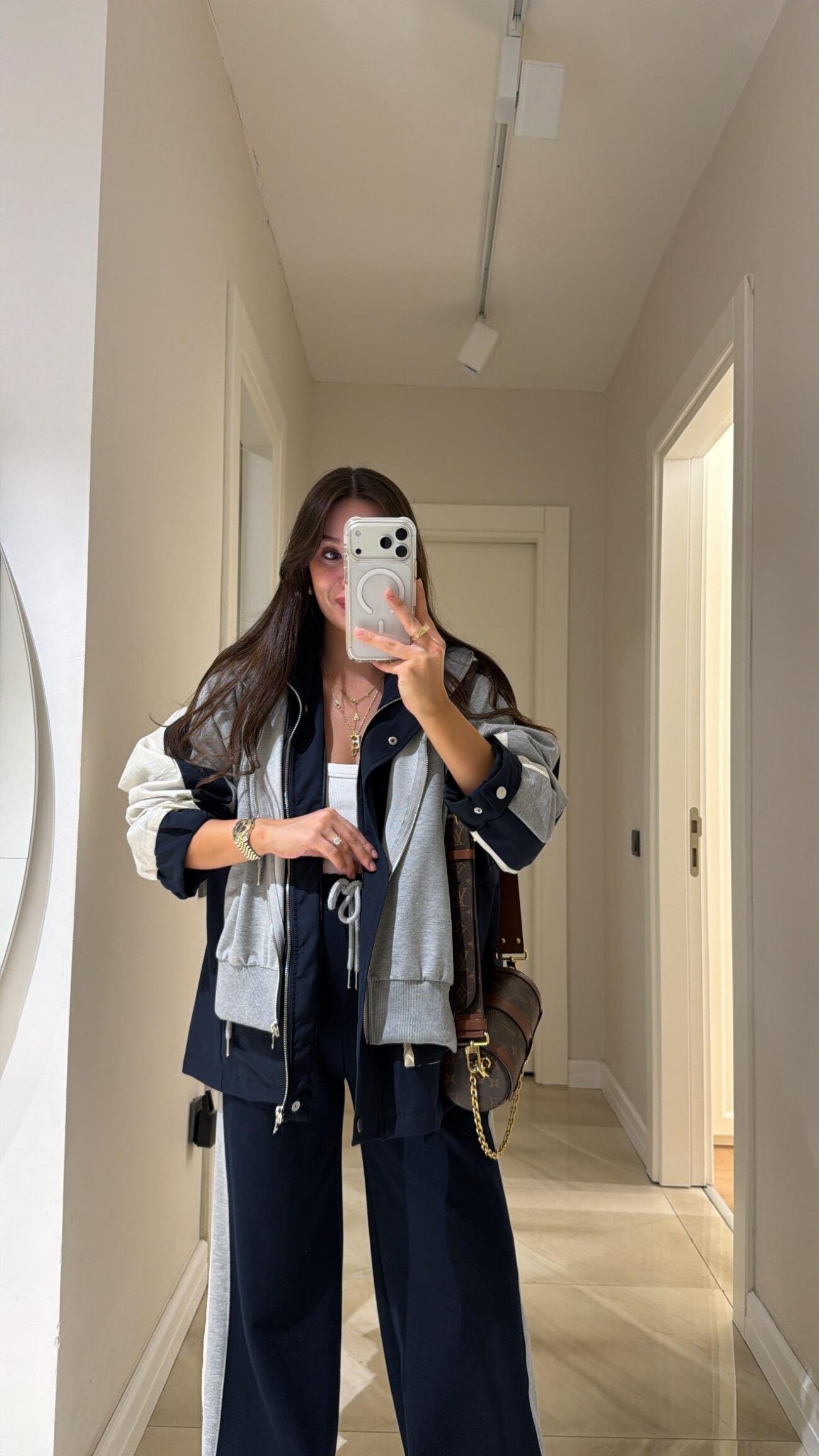 Massimo Kapüşonlu Garnili Takım - Lacivert-Gri - Görsel 6