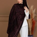 Bordo Buta Desen Yün İpek Şal