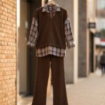 Cosy Gömlek Detaylı Triko Pantolon Takım-Kahve-Gri