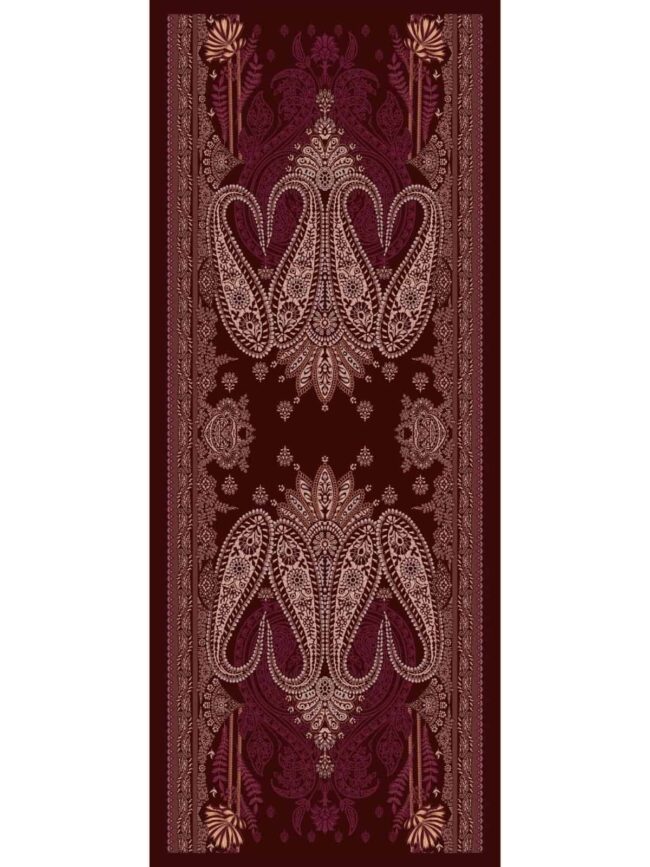 Kiraz Buta Desen Yün İpek Şal