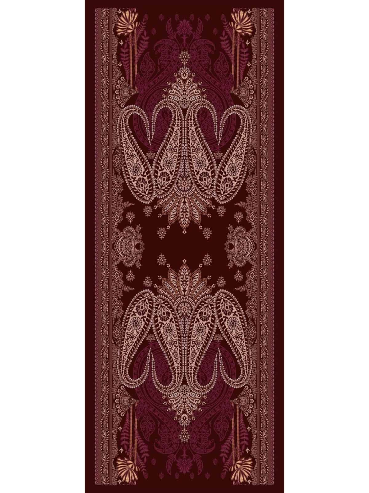 Kiraz Buta Desen Yün İpek Şal