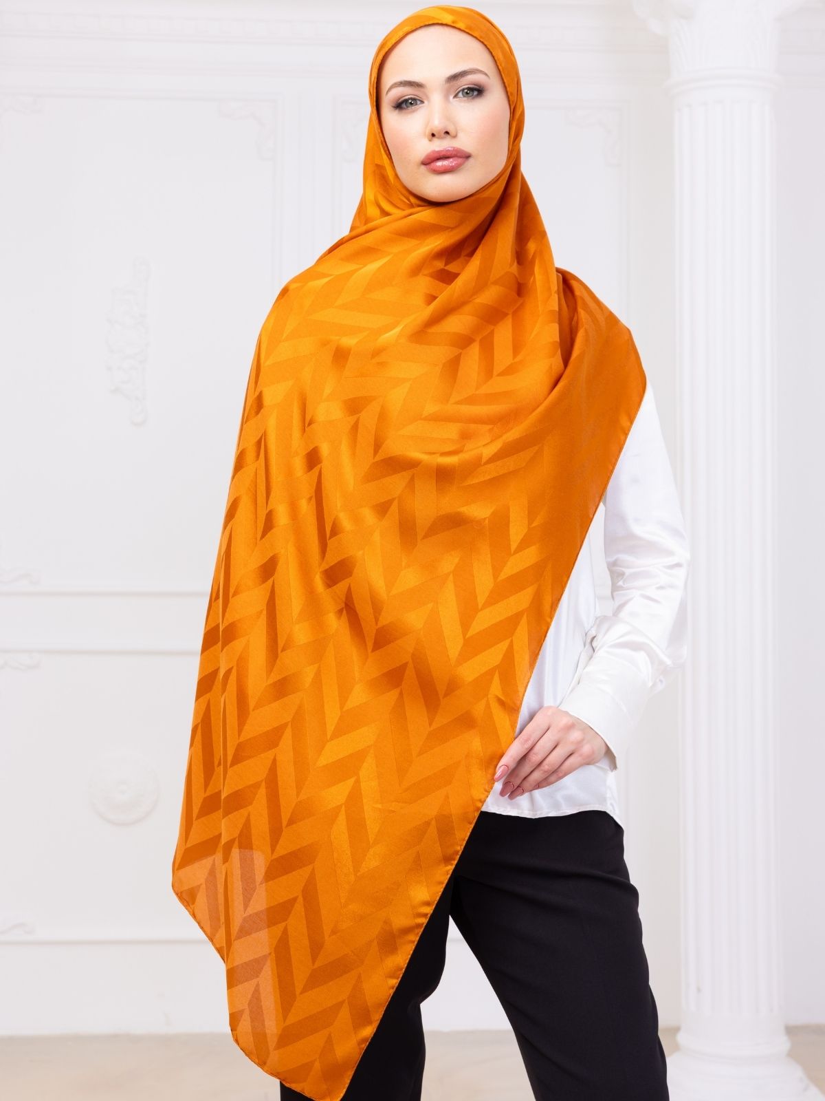 Turuncu Jakar Şal - Görsel 2