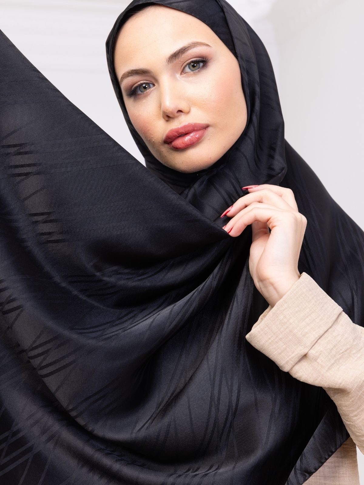 Çizgi Desen Siyah Jakar Şal (Hediye Şalımızdır) - Görsel 3