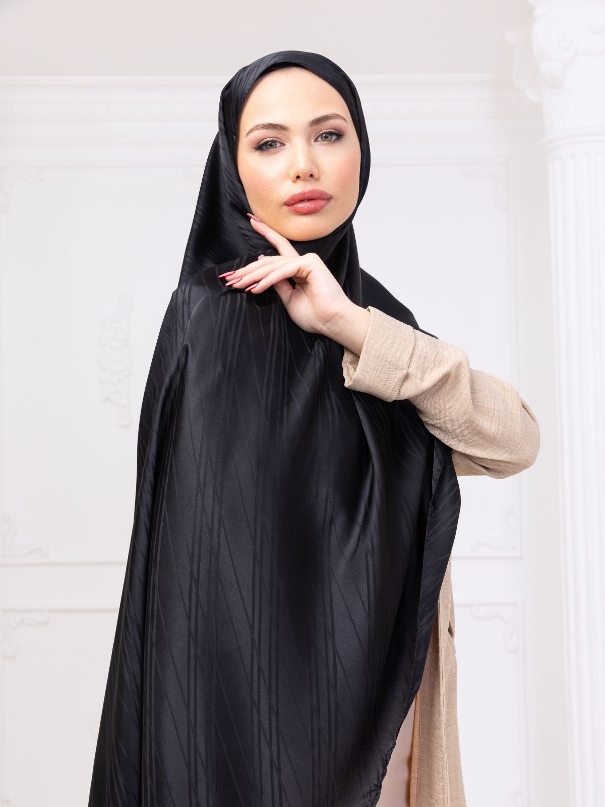 Çizgi Desen Siyah Jakar Şal (Hediye Şalımızdır)