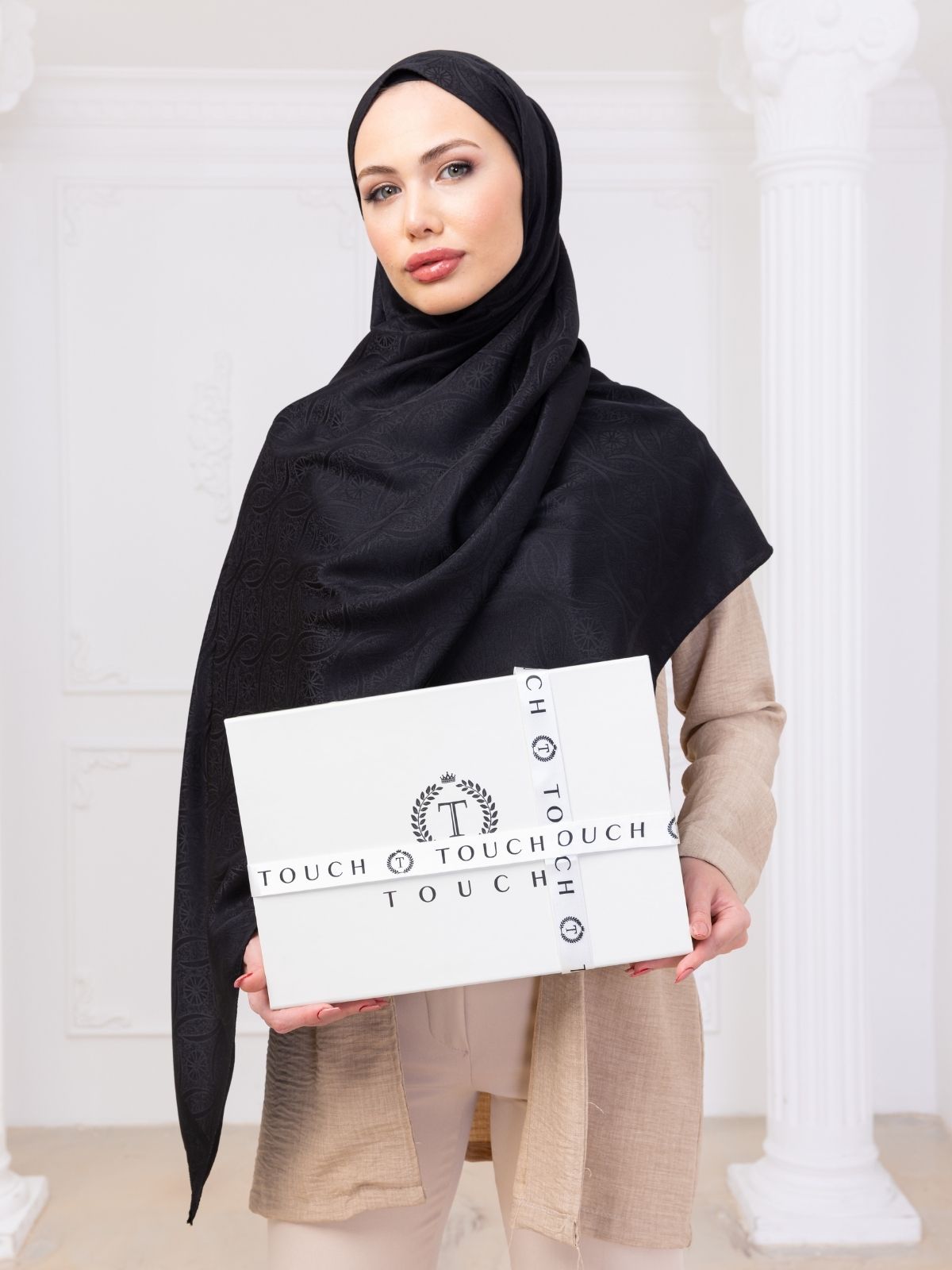 Etnik Desen Siyah Jakar Şal - Görsel 2