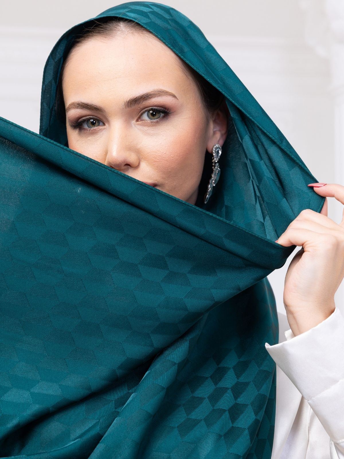 Qoza Desen Petrol Jakar Şal - Görsel 2