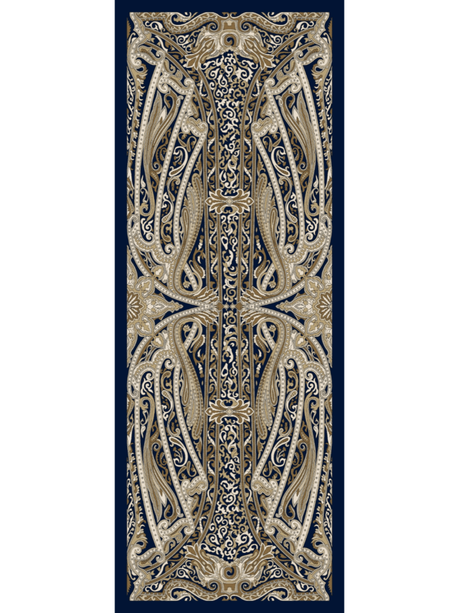 Lacivert Manolya Desen Pamuk İpek Şal