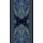 Petrol Buta Desen Yün İpek Şal