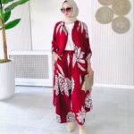 Çiçek Desen İkili Takım - Bordo