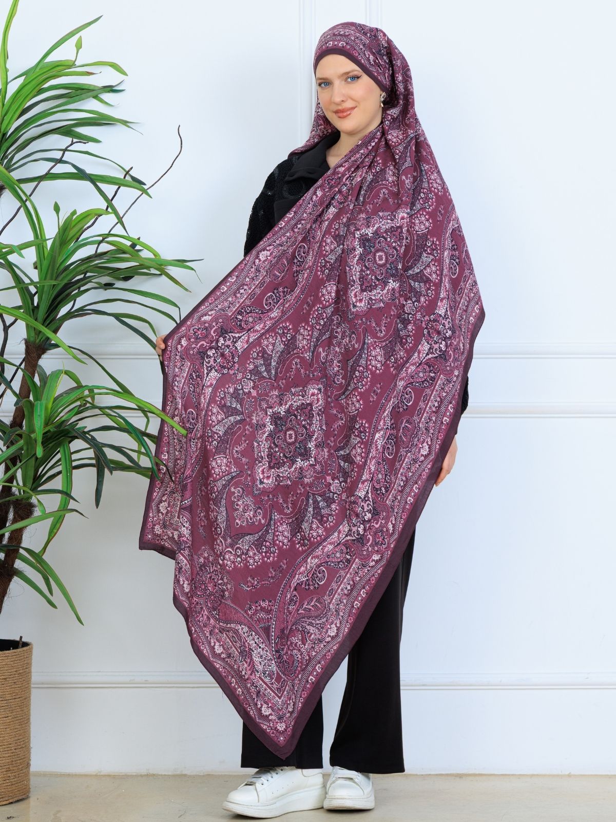 Ravza Desen Şal  469-019 - V-6 - Eflatun - Görsel 5