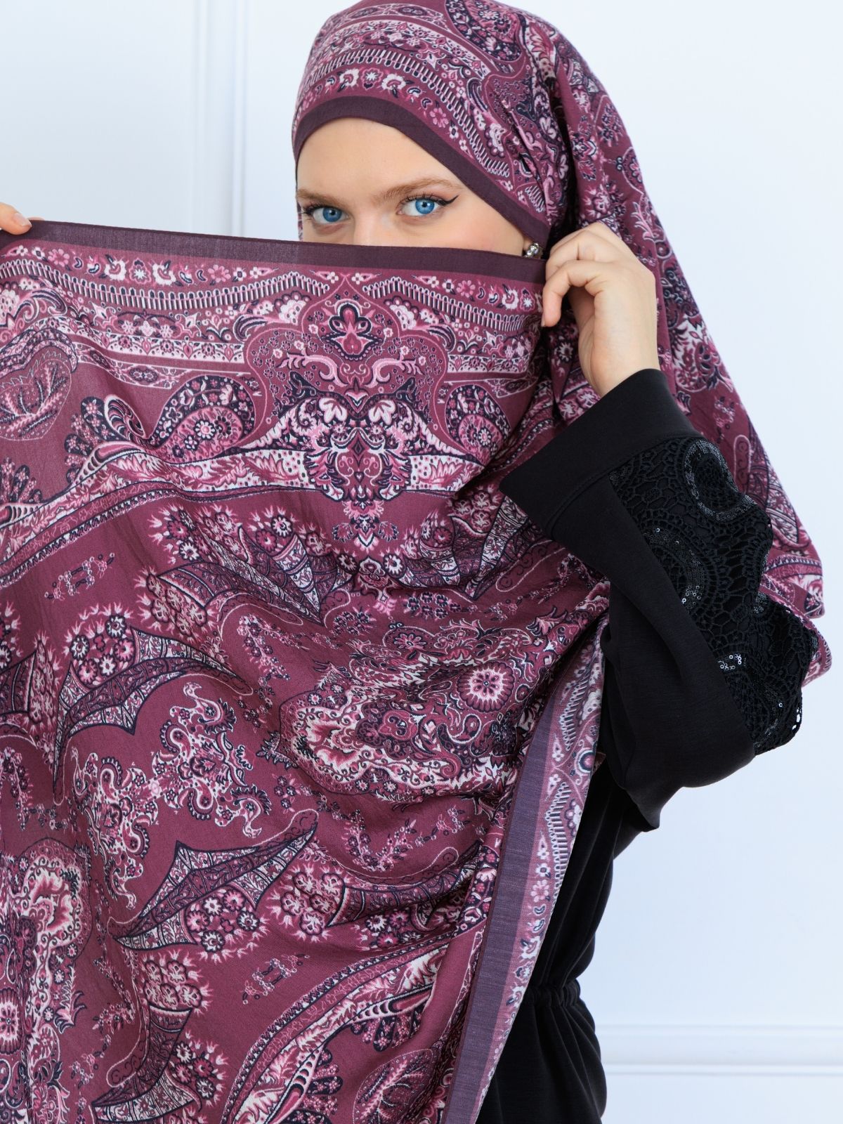 Ravza Desen Şal  469-019 - V-6 - Eflatun - Görsel 3