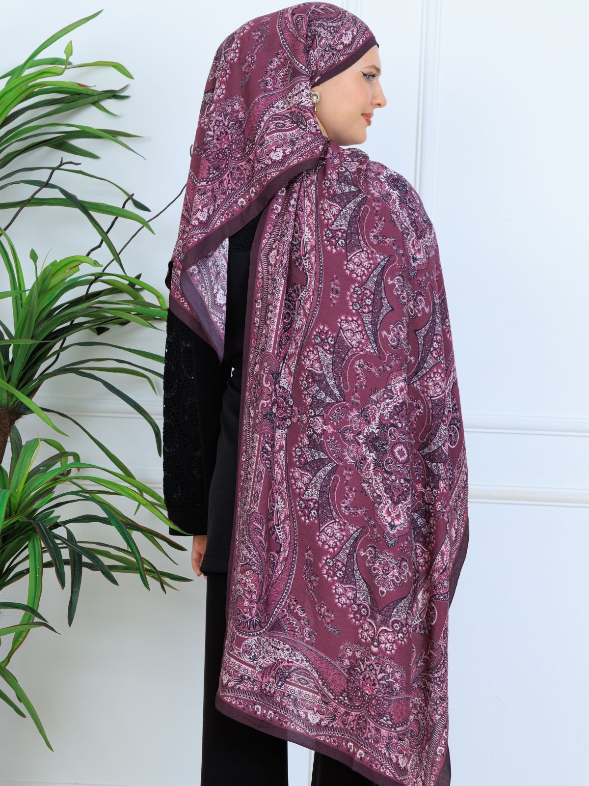 Ravza Desen Şal  469-019 - V-6 - Eflatun - Görsel 4