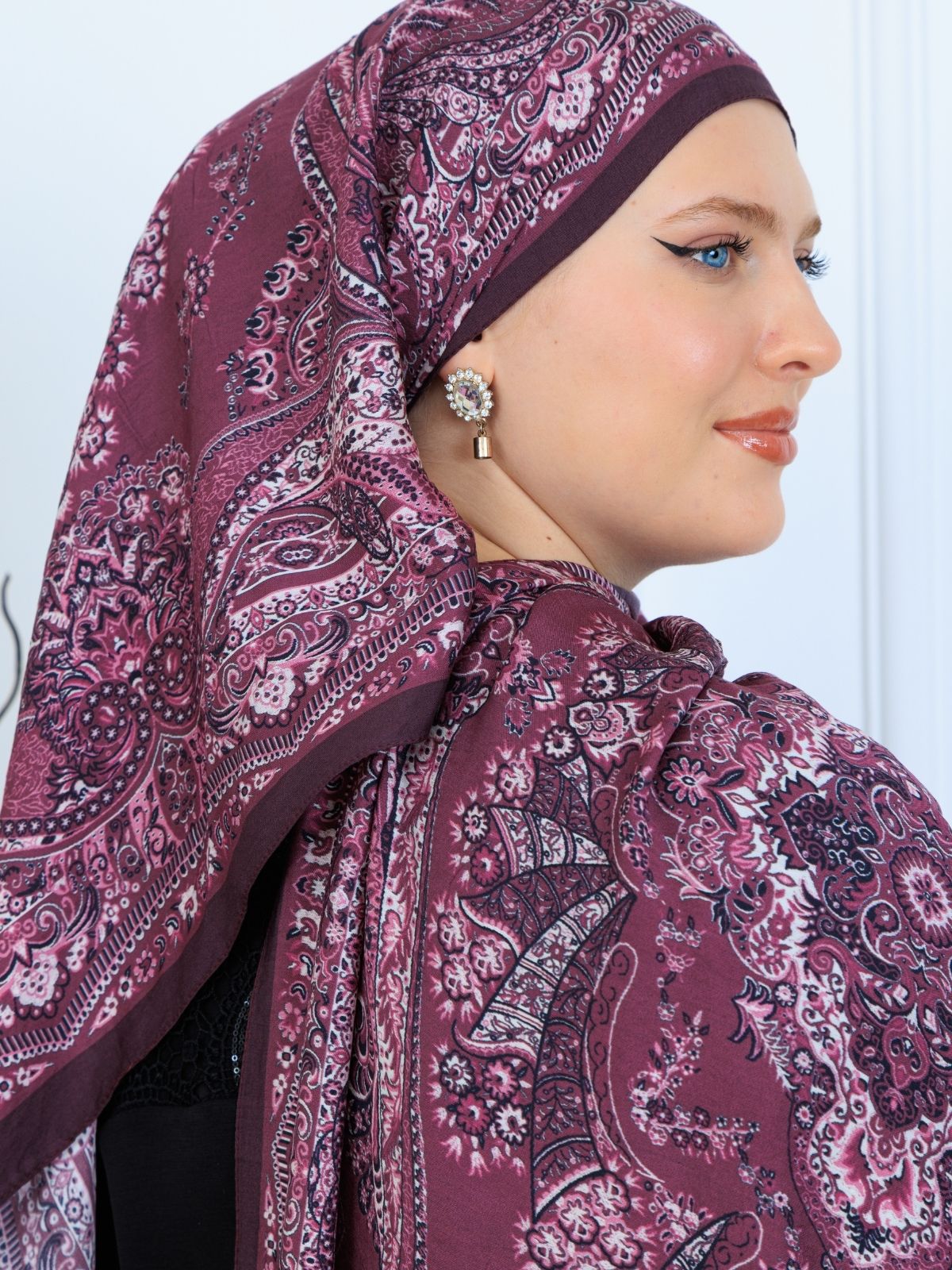 Ravza Desen Şal  469-019 - V-6 - Eflatun - Görsel 2