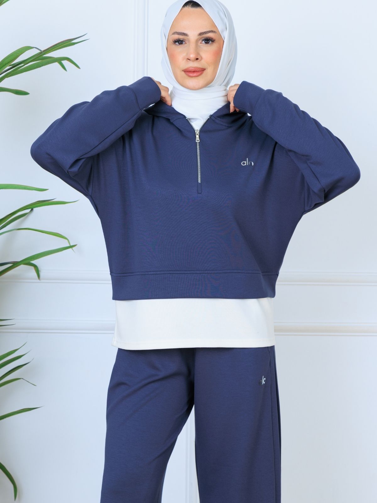 Alo Oysho Kumaş İçlikli İkil Takım - Lacivert - Görsel 7