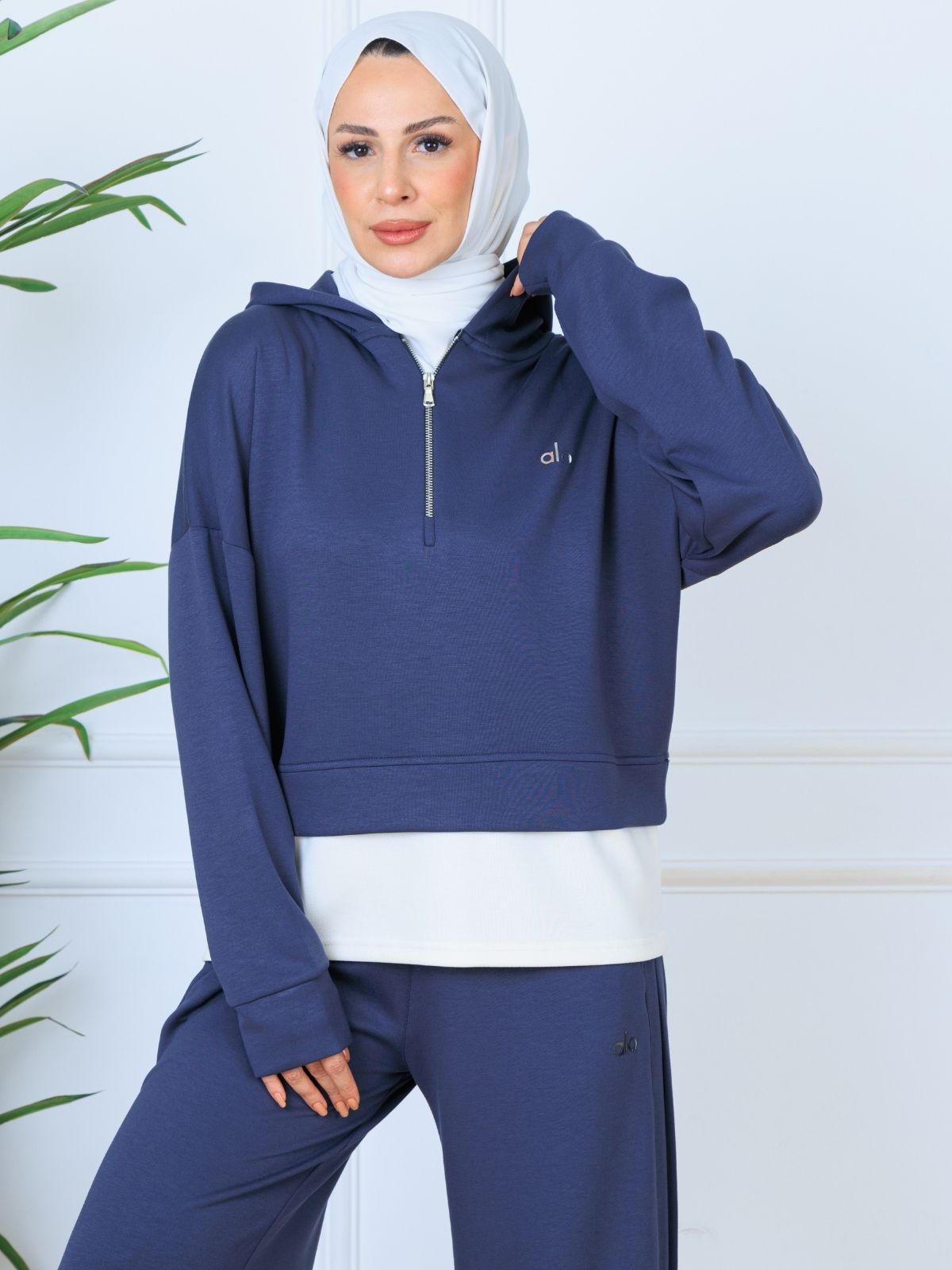 Alo Oysho Kumaş İçlikli İkil Takım - Lacivert - Görsel 2