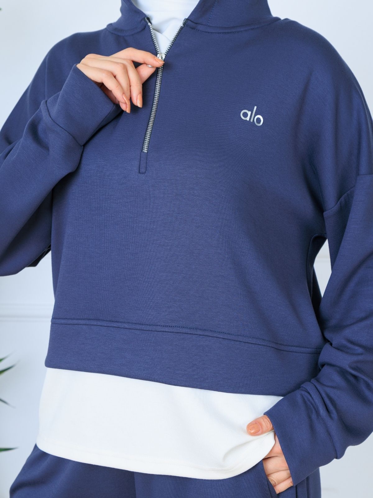 Alo Oysho Kumaş İçlikli İkil Takım - Lacivert - Görsel 5