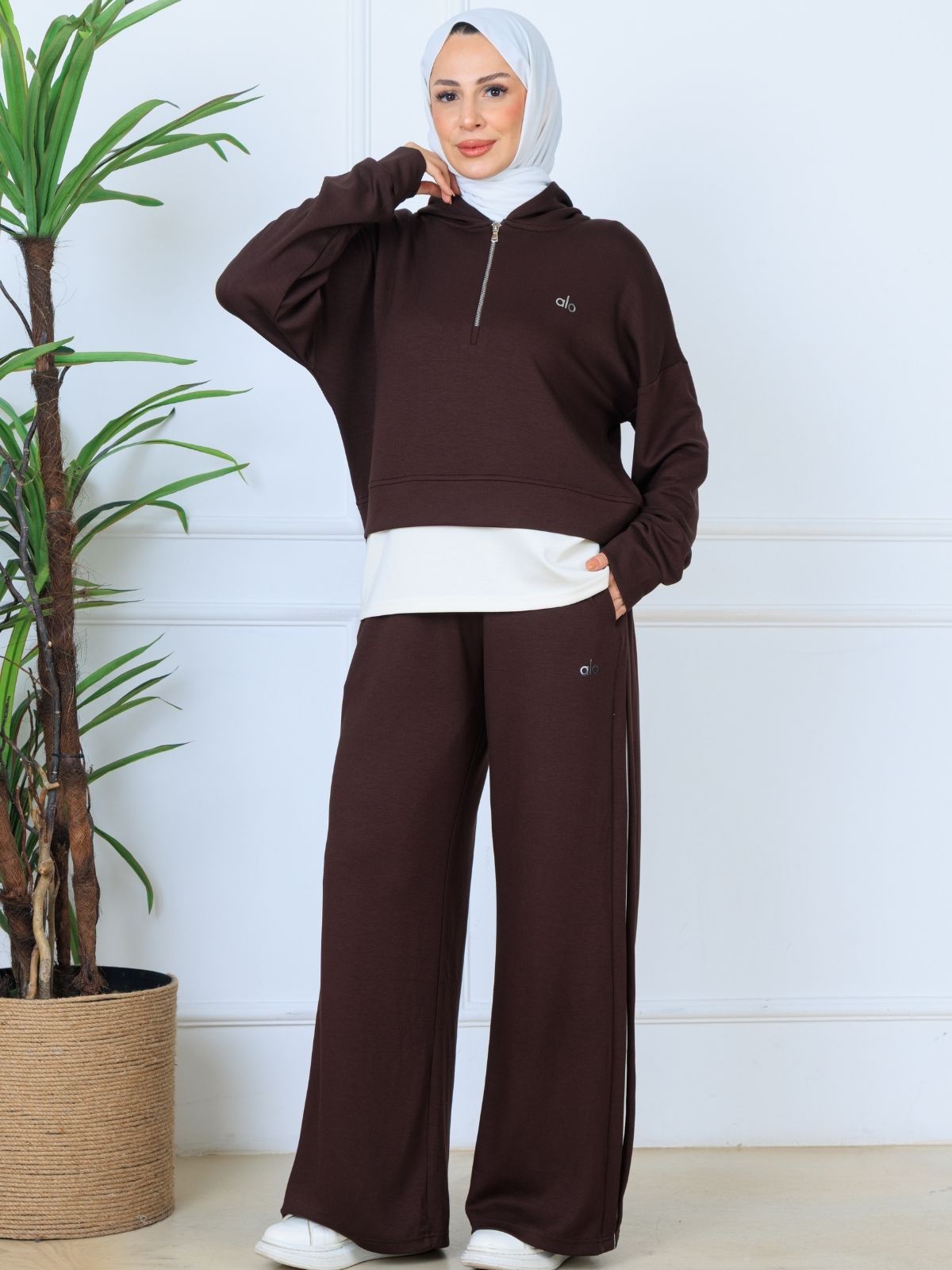 Alo Oysho Kumaş İçlikli İkil Takım - Kahve