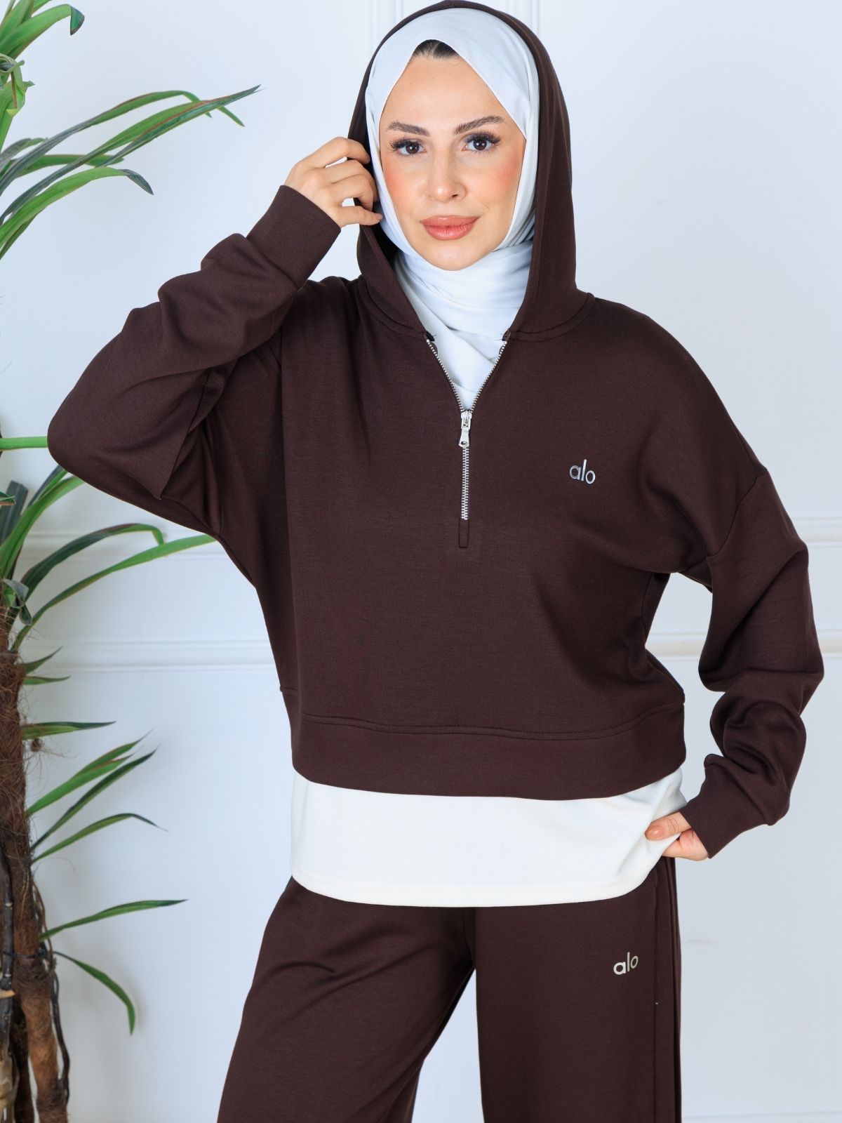 Alo Oysho Kumaş İçlikli İkil Takım - Kahve - Görsel 5