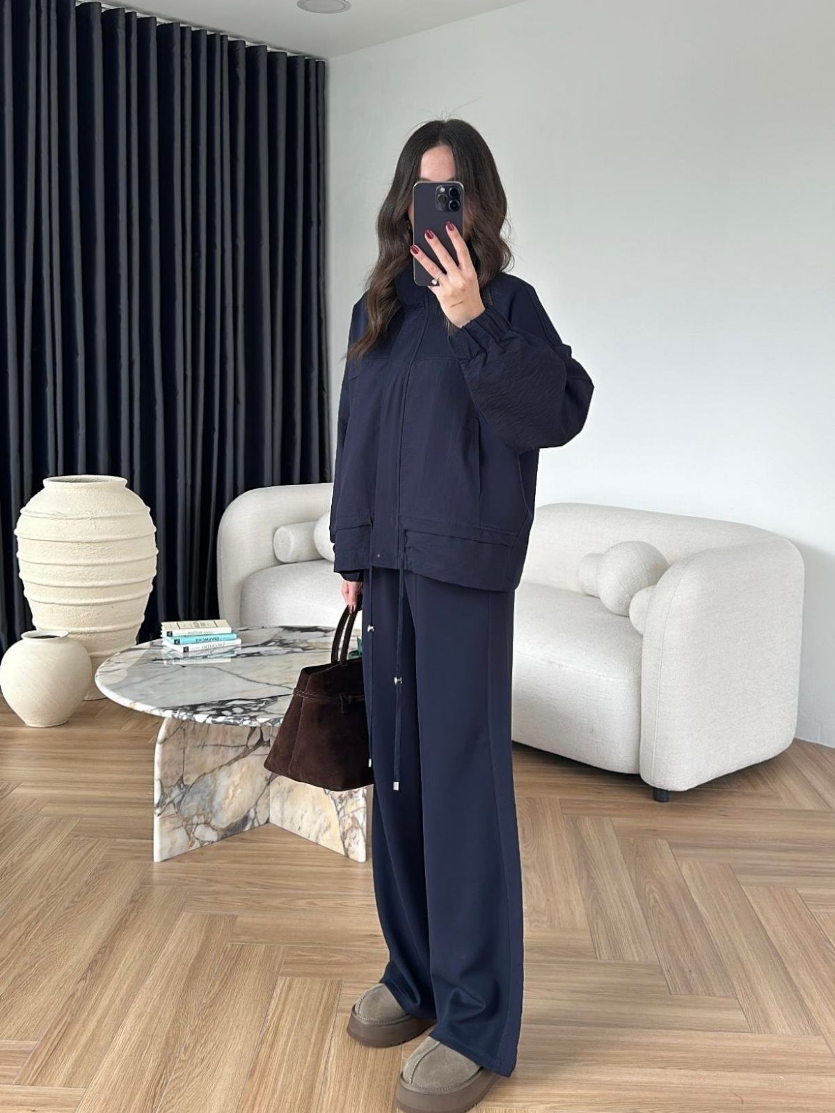 Aurex Garnili Paraşüt Detaylı İkili Takım - Lacivert - Görsel 3