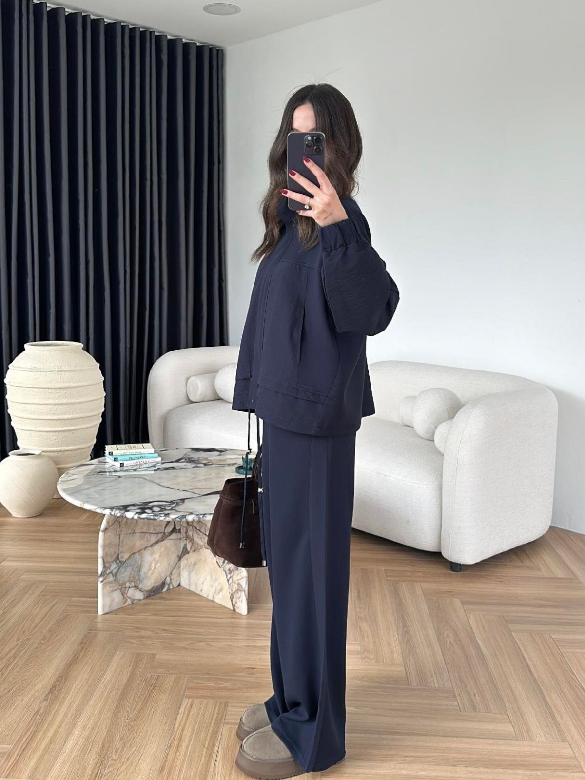 Aurex Garnili Paraşüt Detaylı İkili Takım - Lacivert - Görsel 4