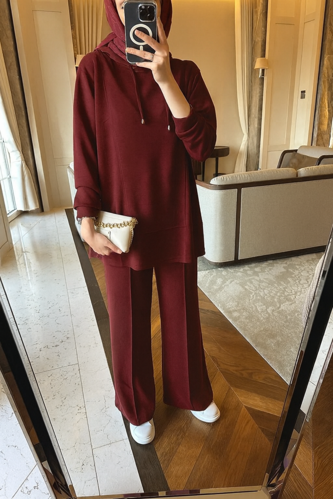 Premium Oysho Edoril İkili Takım TK100255 - Bordo