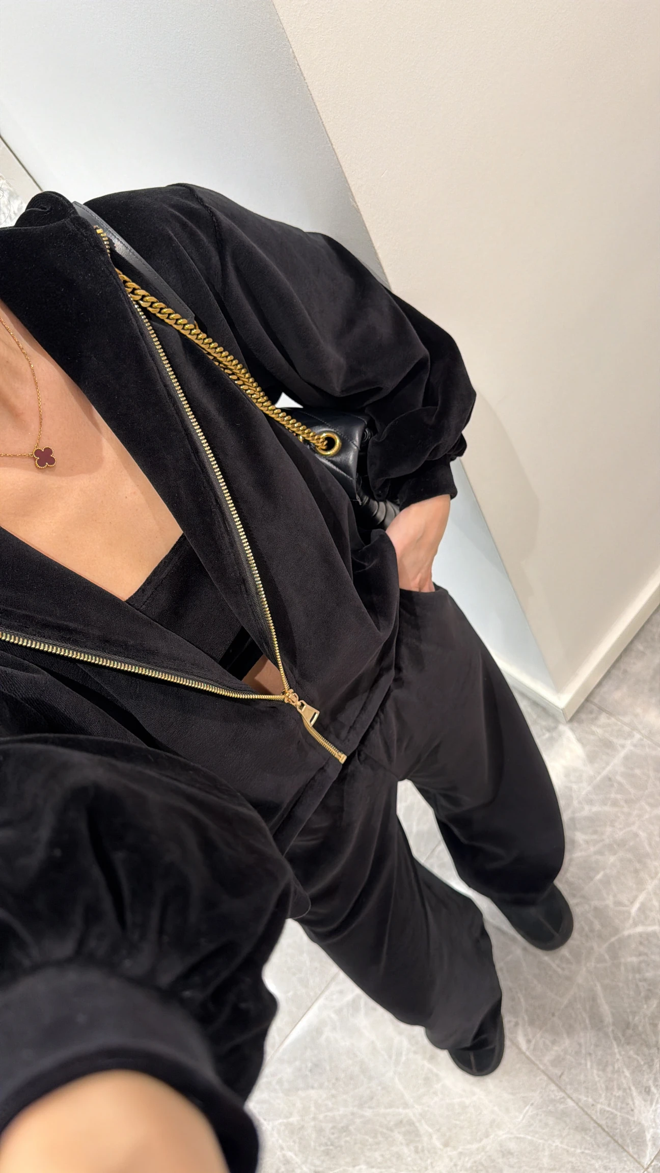 Velvet Kadifeli Üçlü Takım - Siyah - Görsel 2