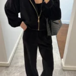 Velvet Kadifeli Üçlü Takım - Siyah