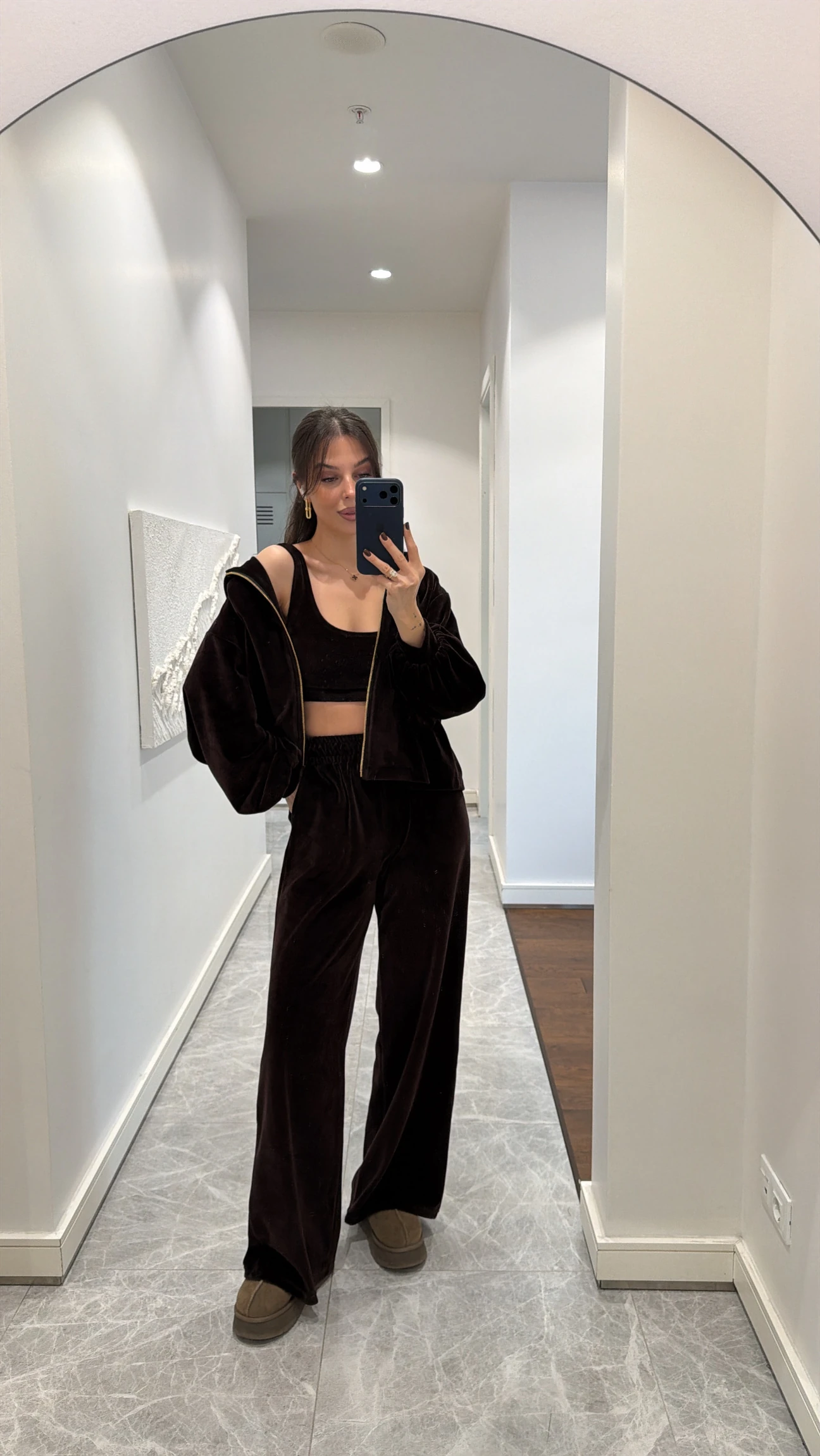 Velvet Kadifeli Üçlü Takım - Siyah - Görsel 3