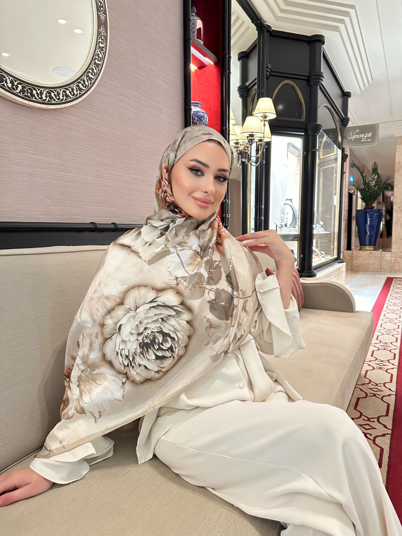 Flora Vual İpek Şal 10100 - Vizon