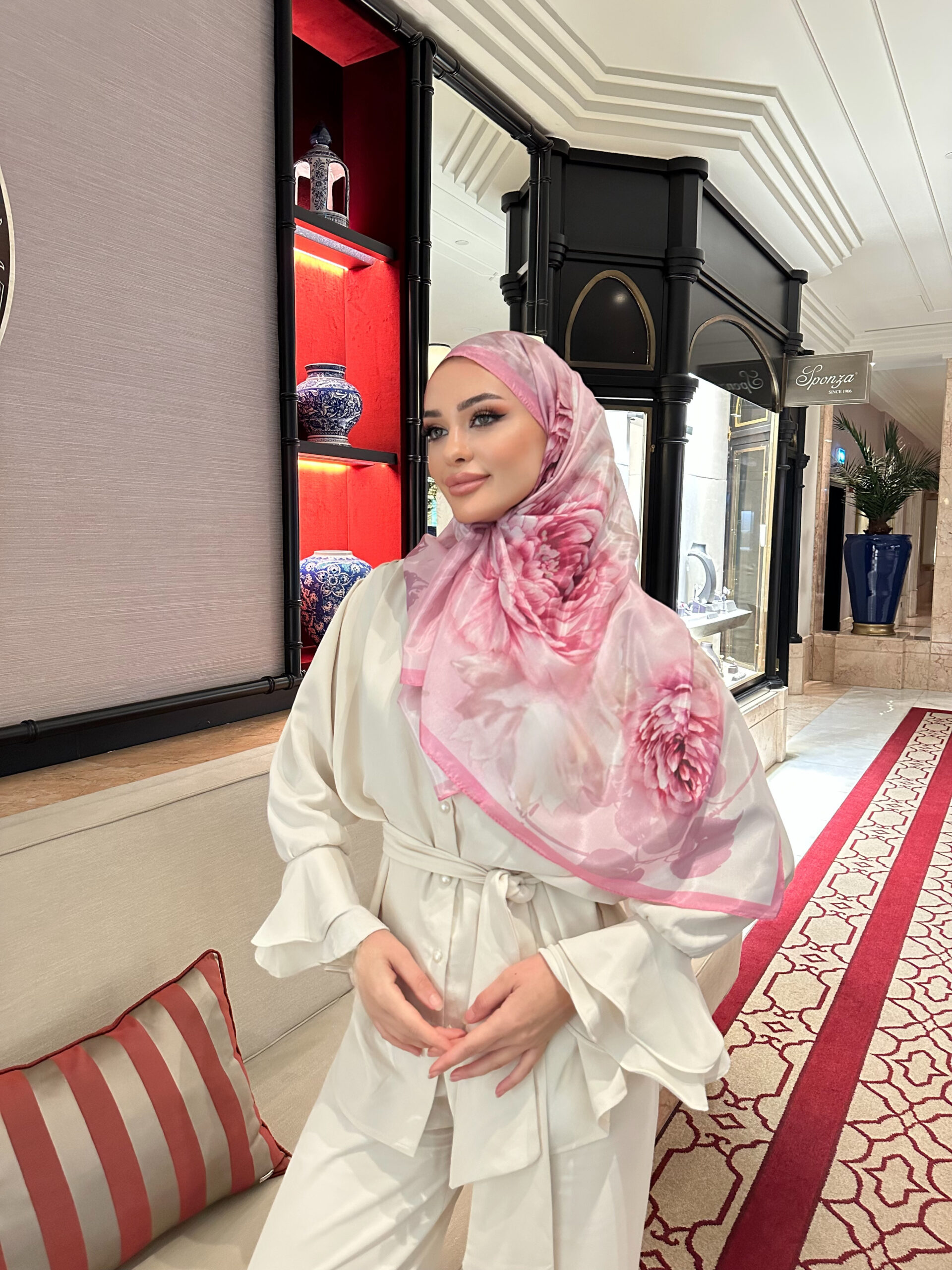 Flora Vual İpek Şal 10100 - Pamuk Şekeri - Görsel 3